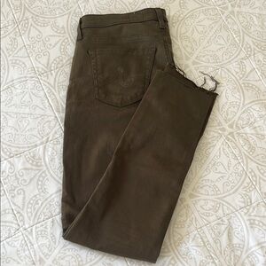AG olive green skinny jeans